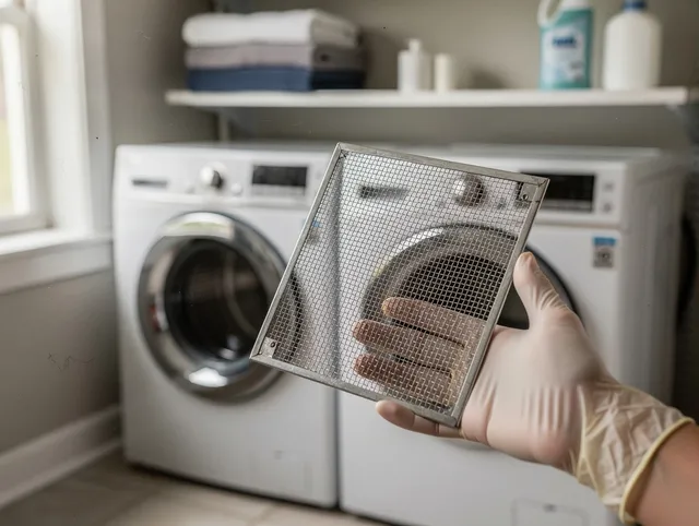 Garfield Heights Dryer Vent Cleaning specialist performing detailed lint trap cleaning service in Garfield Heights