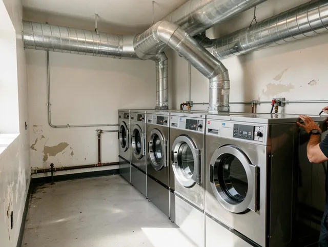 Garfield Heights Dryer Vent Cleaning team performing large-scale commercial dryer vent cleaning in Garfield Heights