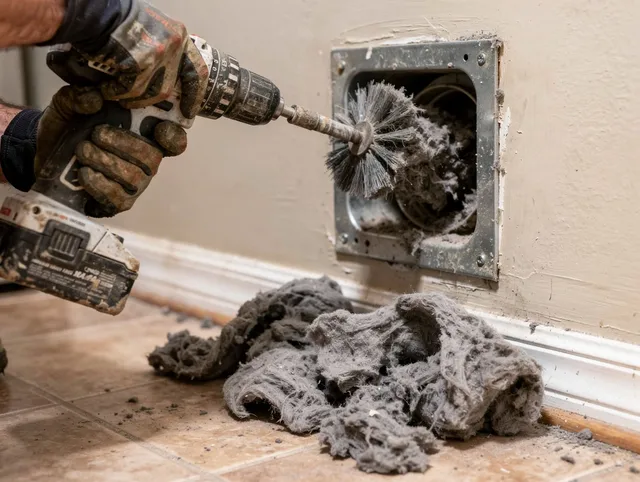 Certified Garfield Heights Dryer Vent Cleaning technician performing dryer vent cleaning in Garfield Heights