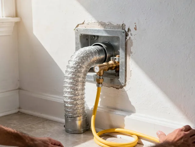 Garfield Heights Dryer Vent Cleaning certified technician performing specialized gas dryer vent cleaning in Garfield Heights